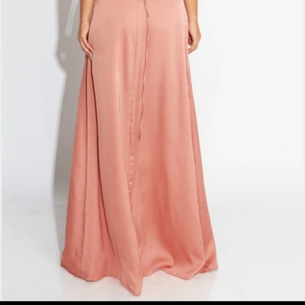 cotton candy la pink satin wrap maxi dress